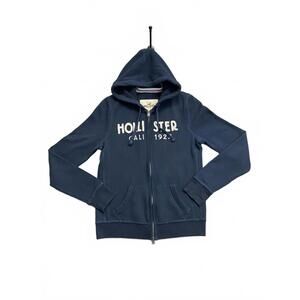 Hollister Navy Blue Full Zip Hoodie Sweatshirt Great Shape And Soft Youth Size L